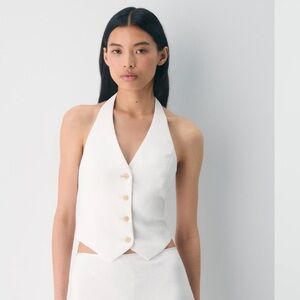 Aritzia Wilfred Vito Halter Vest - Light Birch